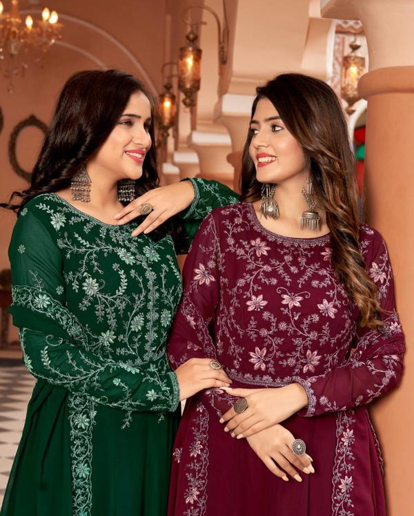 SERIES 1009 TO 1012 BY SWAGAT BLOOMING GEORGETTE GOWN MANUFACTURER IN INDIA