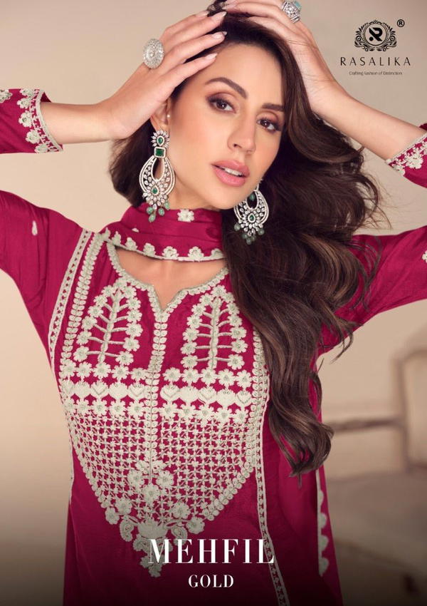 MEHFIL GOLD BY RASALIKA CHINON SALWAR SUIT WHOLESALER IN INDIA