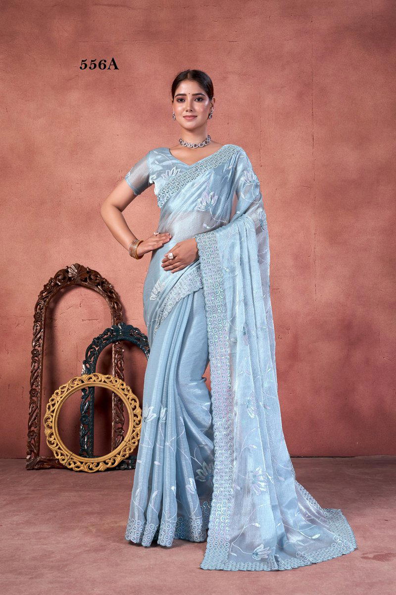 D.NO. 556A TO 556D BY SUMA DESIGNER BURBERRY SAREE WHOLESALER IN INDIA 1