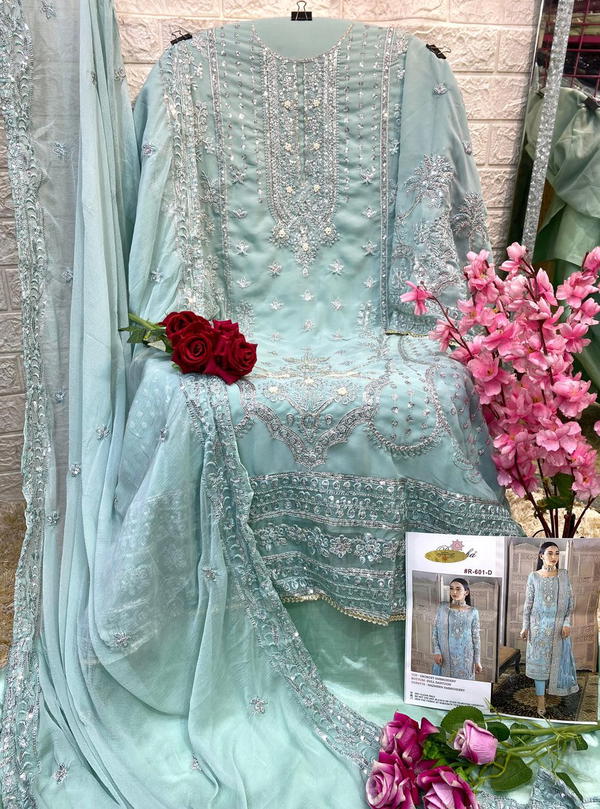 D.NO.R-601A TO R-601D BY RAMSHA EMBROIDERY SALWAR KAMEEZ WHOLESALER IN INDIA
