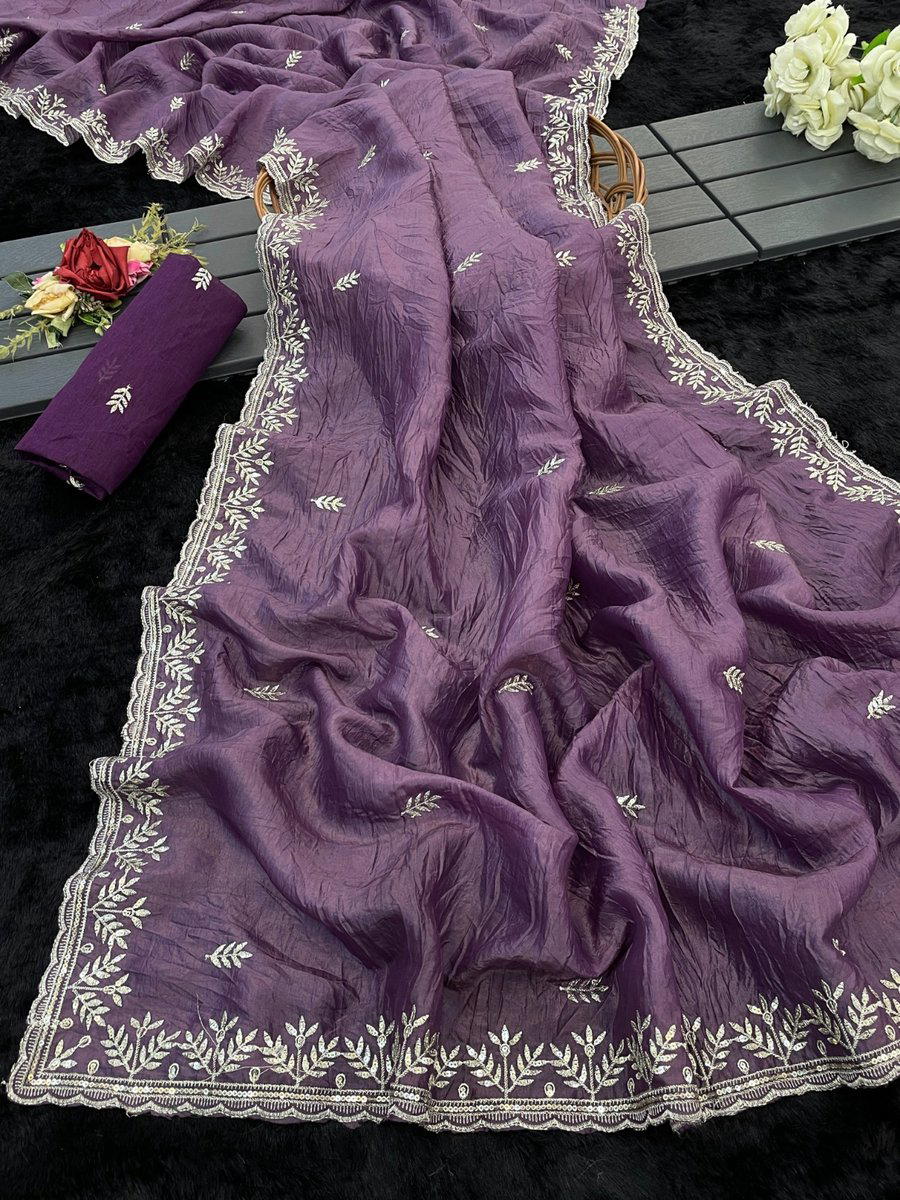 JR 643 COLOUR'S DESIGNER SOFT EMBROIDERY SAREE WHOLESALER IN INDIA 1