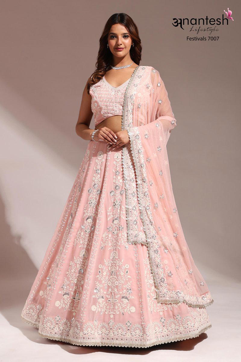 D.NO. 7007 BY ANANTESH GEORGETTE LEHENGA CHOLI MANUFACTURER IN INDIA 1