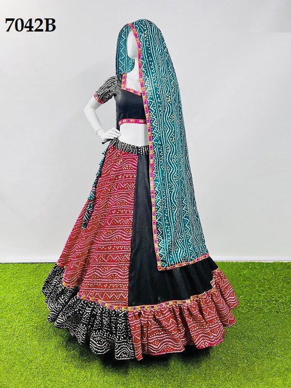 D.NO. 7042A TO 7042C BY AAWIYA COTTON SILK LEHENGA CHOLI WHOLESALER IN INDIA