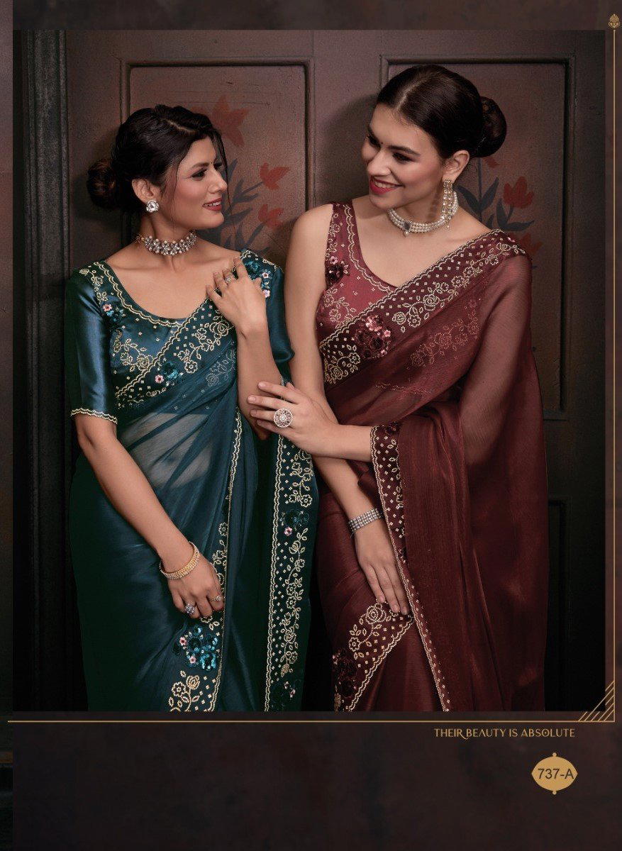 737 DARK BY MEHEK EMBROIDERY SAREE WHOLESALER IN INDIA 1