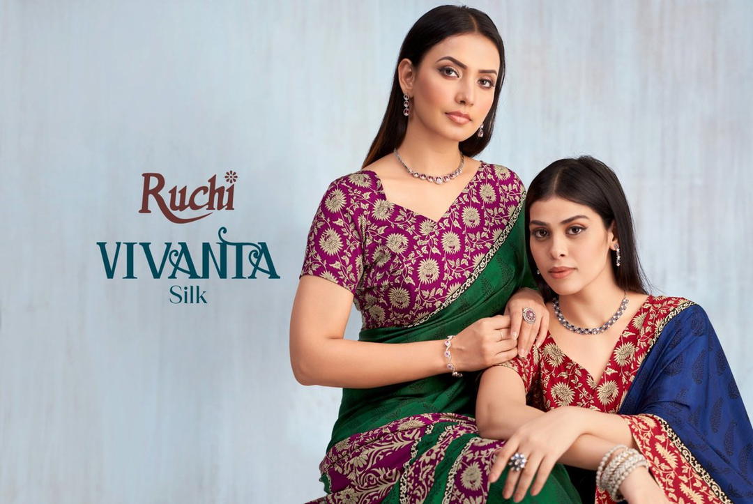 RUCHI VIVANTA SILK VOL-42 40901A TO 40903D DESIGNER CREPE SAREE WHOLESALER IN INDIA 1