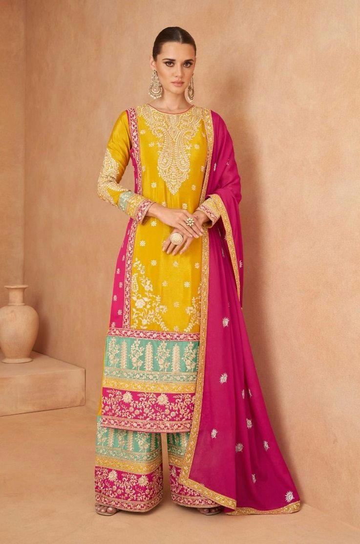 GULKAYRA VARNIKA 7440A TO 7440C DESIGNER CHINON SALWAR SUIT WHOLESALER IN INDIA 1