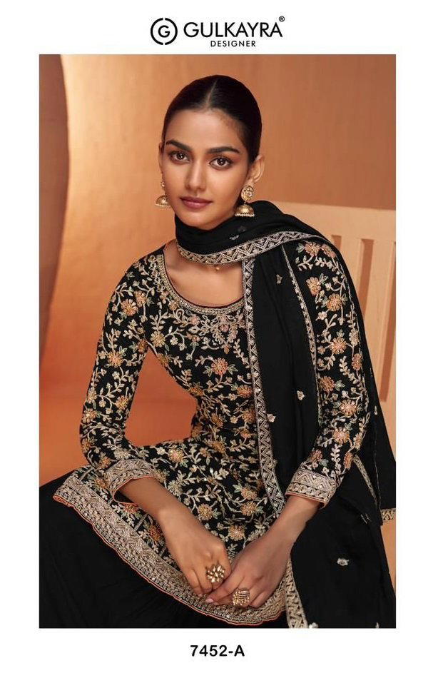 GULKAYRA JHANVI 7452A TO 7452D DESIGNER CHINON SALWAR SUIT WHOLESALER IN INDIA 1