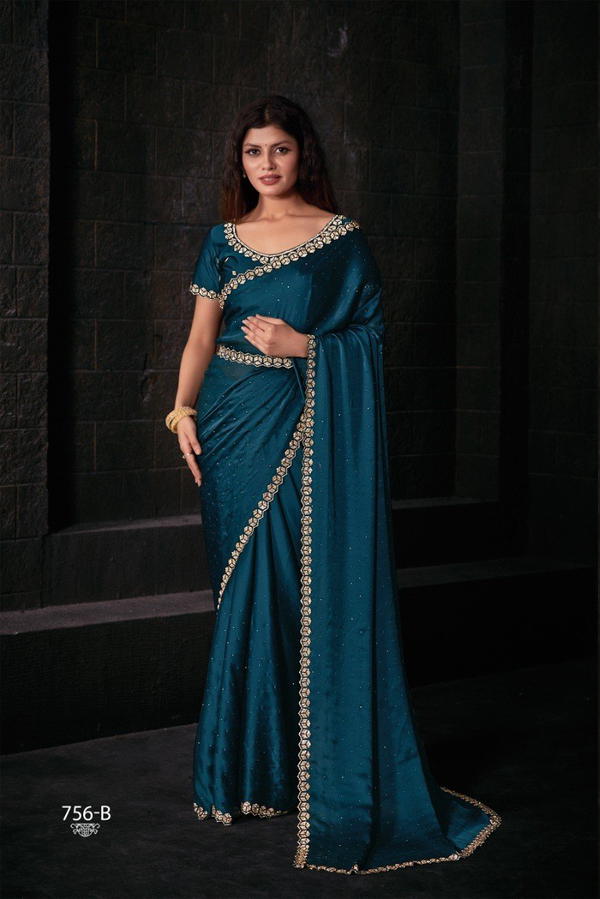 D.NO. 756A TO 756F BY MEHEK GEORGETTE SAREE MANUFACTURER IN INDIA