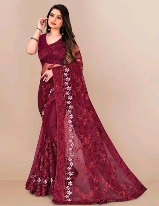 CM NET BY SAGAR IMPEX SOFT NET WITH EMBROIDERY SAREE EXPORTER IN INDIA 1
