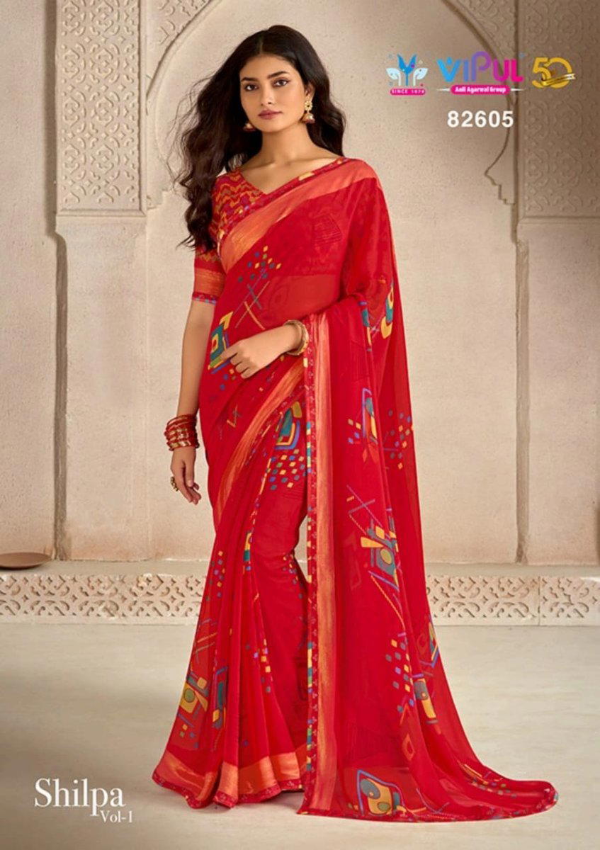 VIPUL SHILPA 82602 TO 82609 DESIGNER GEORGETTE SAREE WHOLESALER IN INDIA 1