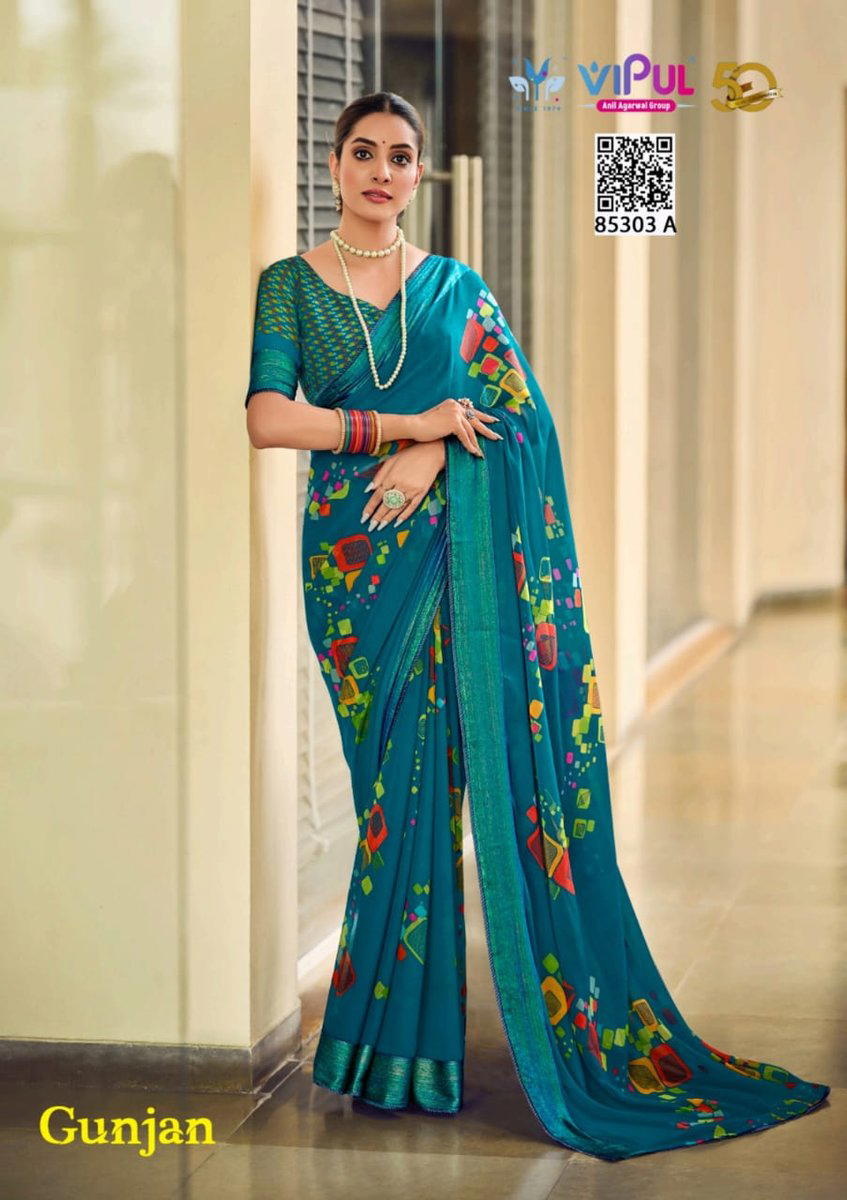 VIPUL GUNJAN 85302A TO 82309A DESIGNER GEORGETTE SAREE WHOLESALER IN INDIA 1