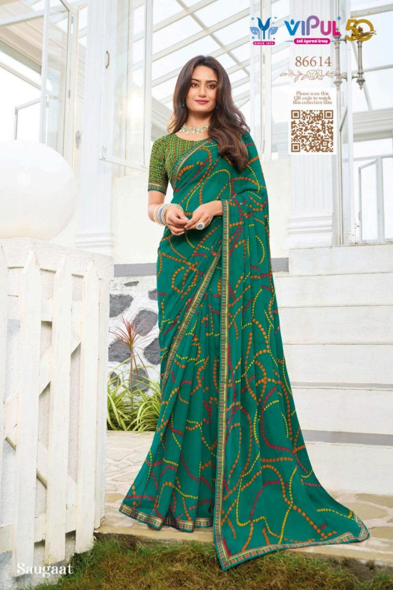 VIPUL SAUGAAT 86607 TO 86614 DESIGNER WETLESS SAREE WHOLESALER IN INDIA 1