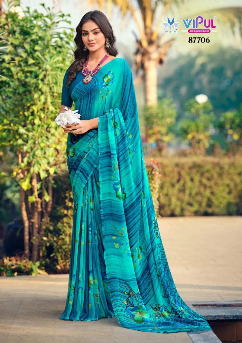 VIPUL SIMRAN 87705 TO 87717 DESIGNER GEORGETTE SAREE WHOLESALER IN INDIA 1