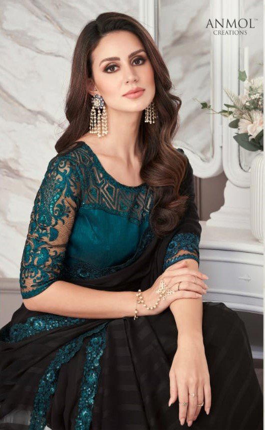 EXOTIQUE VOL-3 BY ANMOL CREATION GEORGETTE SAREE MANUFACTURER IN INDIA 1