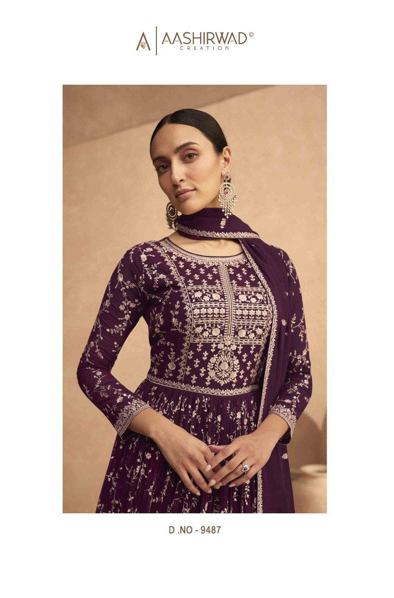 LEELA BY AASHIRWAD CREATION GEORGETTE GOWN WHOLESALER IN INDIA 1