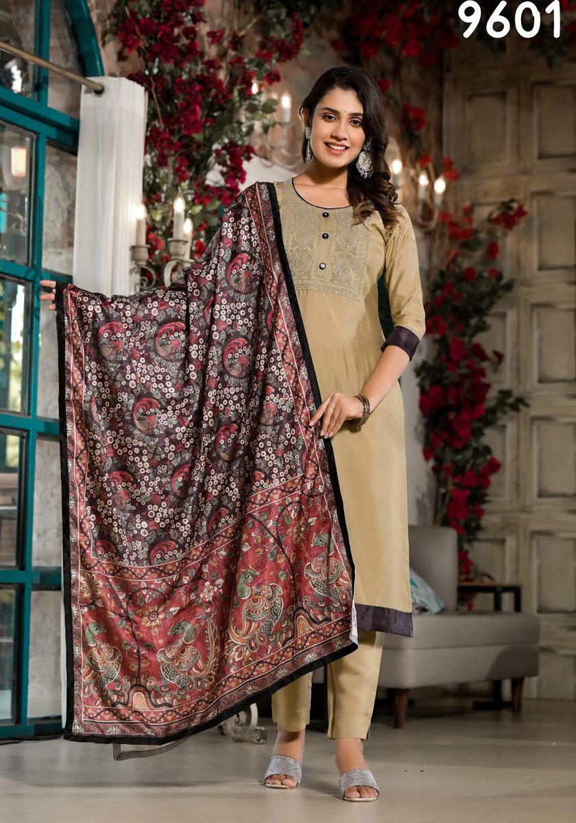 LABEL KHOJ 9601 DESIGNER SILK SALWAR SUIT WHOLESALER IN INDIA 1