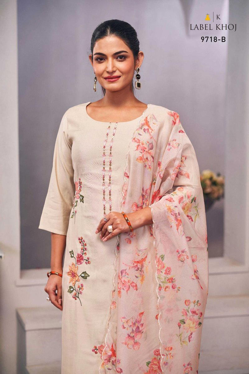 LABEL KHOJ 9718A & 9718B DESIGNER SILK SALWAR SUIT WHOLESALER IN INDIA 1