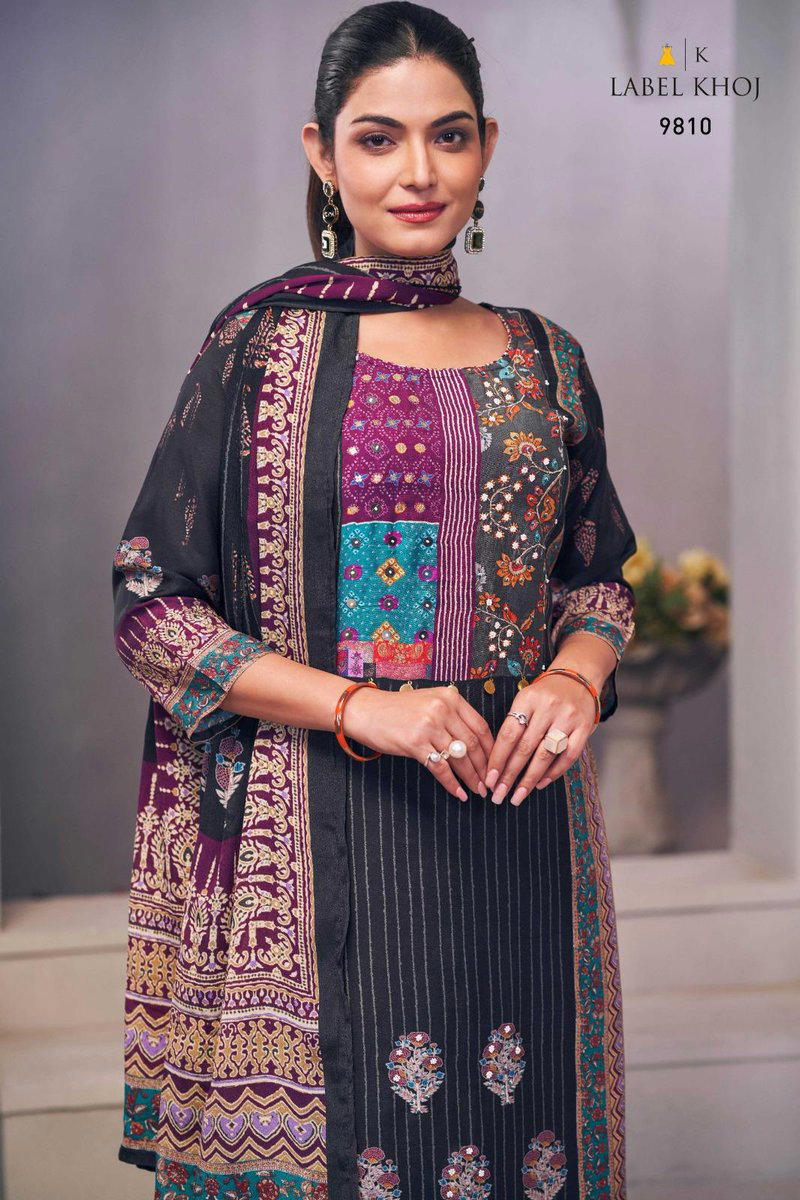 LABEL KHOJ AJRAK 9808 TO 9811 DESIGNER SILK SALWAR SUIT WHOLESALER IN INDIA 1