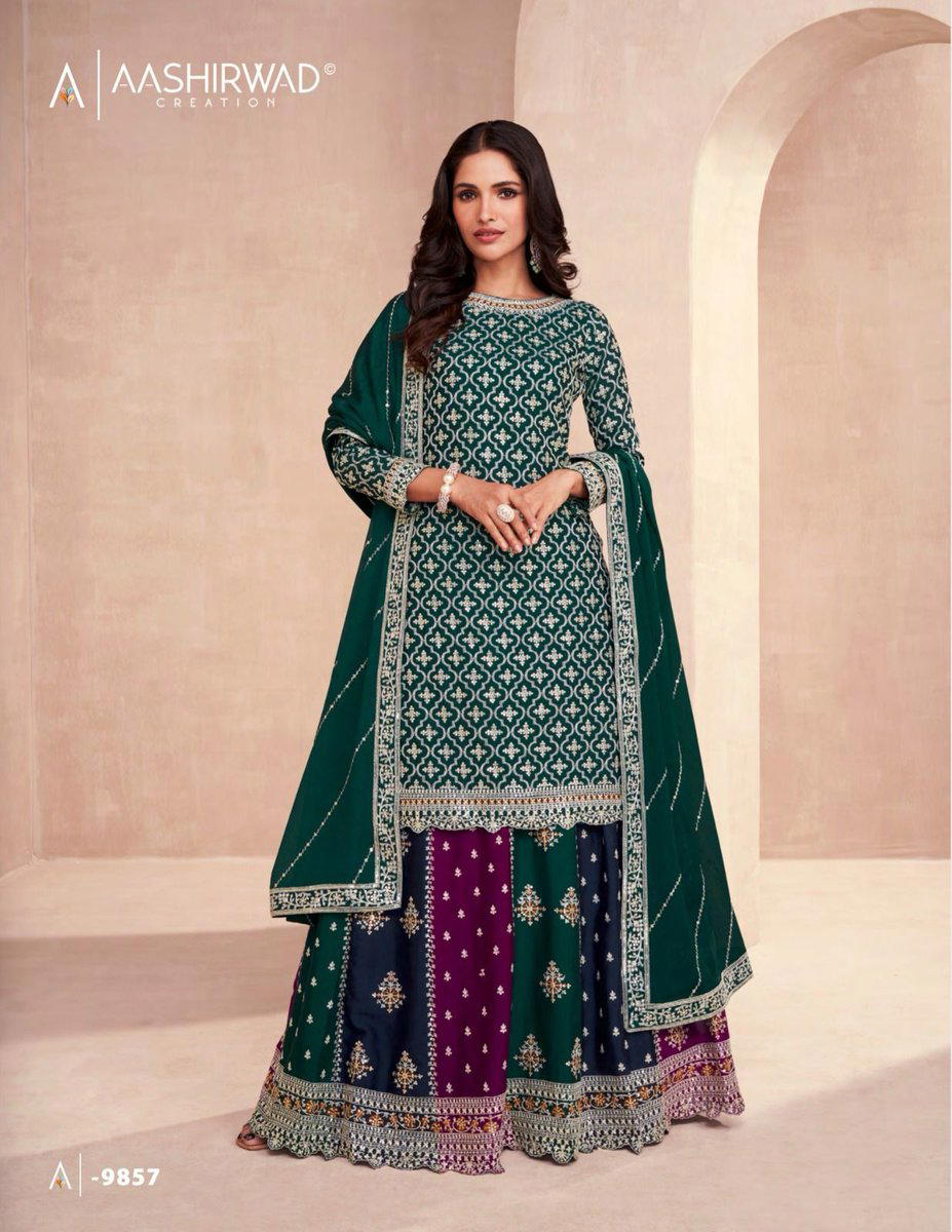 COLORS FRUIT & DARK EDITION BY AASHIRWAD CREATION CHINON SILK SALWAR KAMEEZ WHOLESALER IN INDIA 1