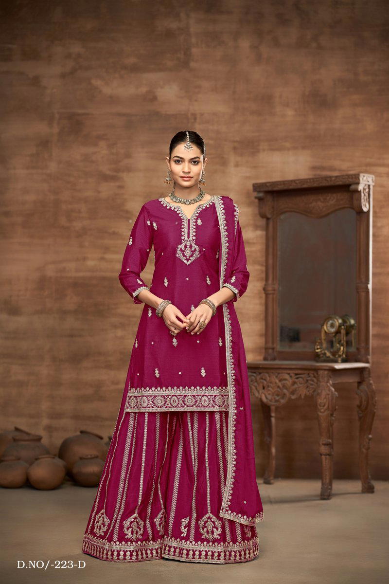 AANAYA VOL-223 BY TWISHA DESIGNER CHINON SILK SALWAR KAMEEZ WHOLESALER IN INDIA 1