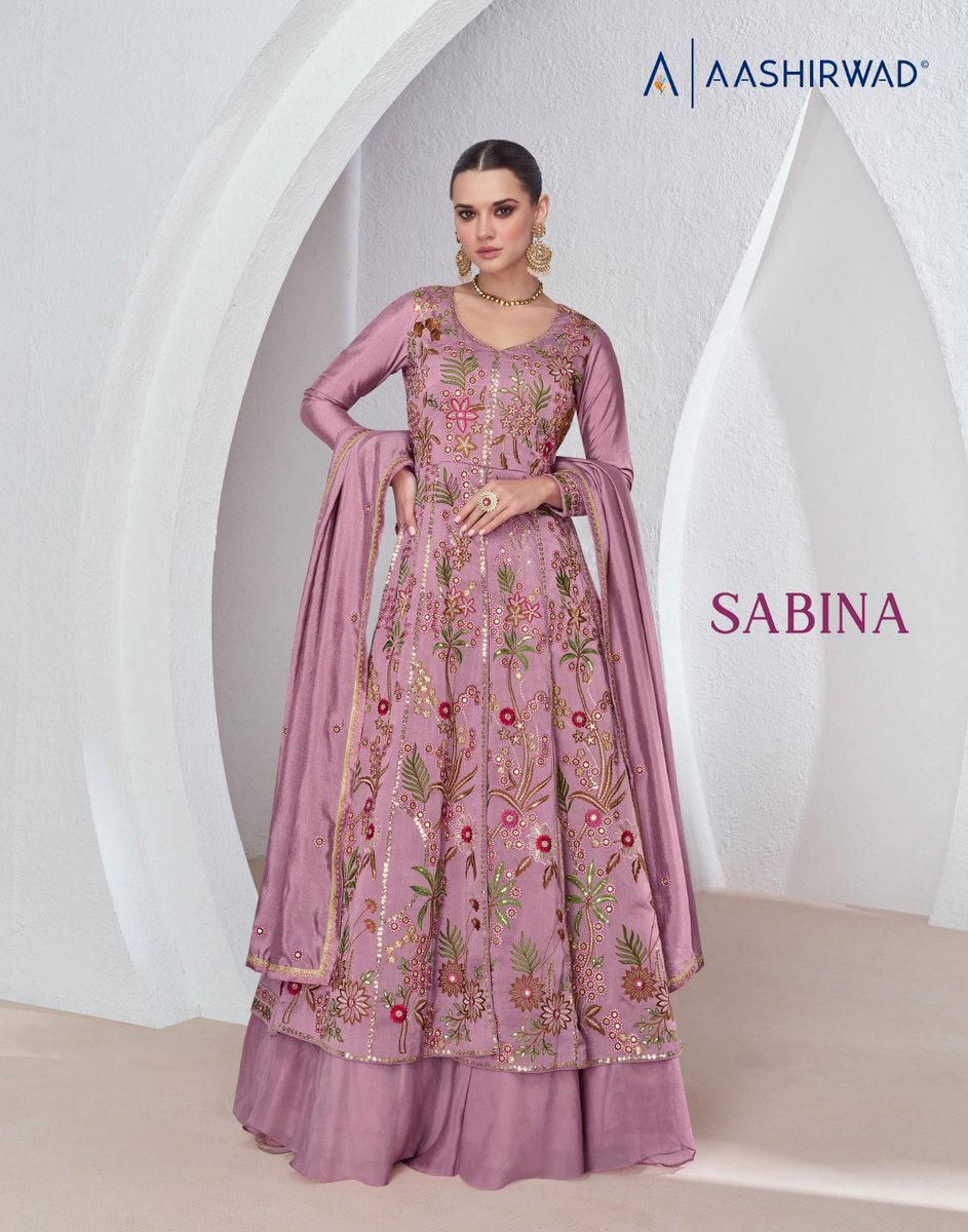 AASHIRWAD SABINA 9948 TO 9950 DESIGNER GEORGETTE GOWN WHOLESALER IN INDIA 1