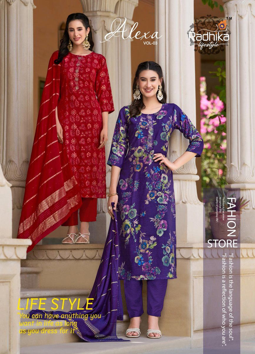 ALEXA VOL 3 BY RADHIKA LIFESTYLE DEIGNER SILK KURTIS WHOLESALER IN INDIA 1