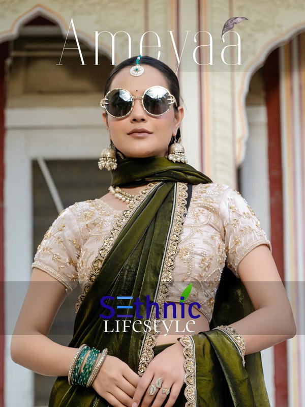 AMEYAA BY SETHNIC LIFESTYLE DESIGNER VELVET SAREES WHOLESALER IN INDIA