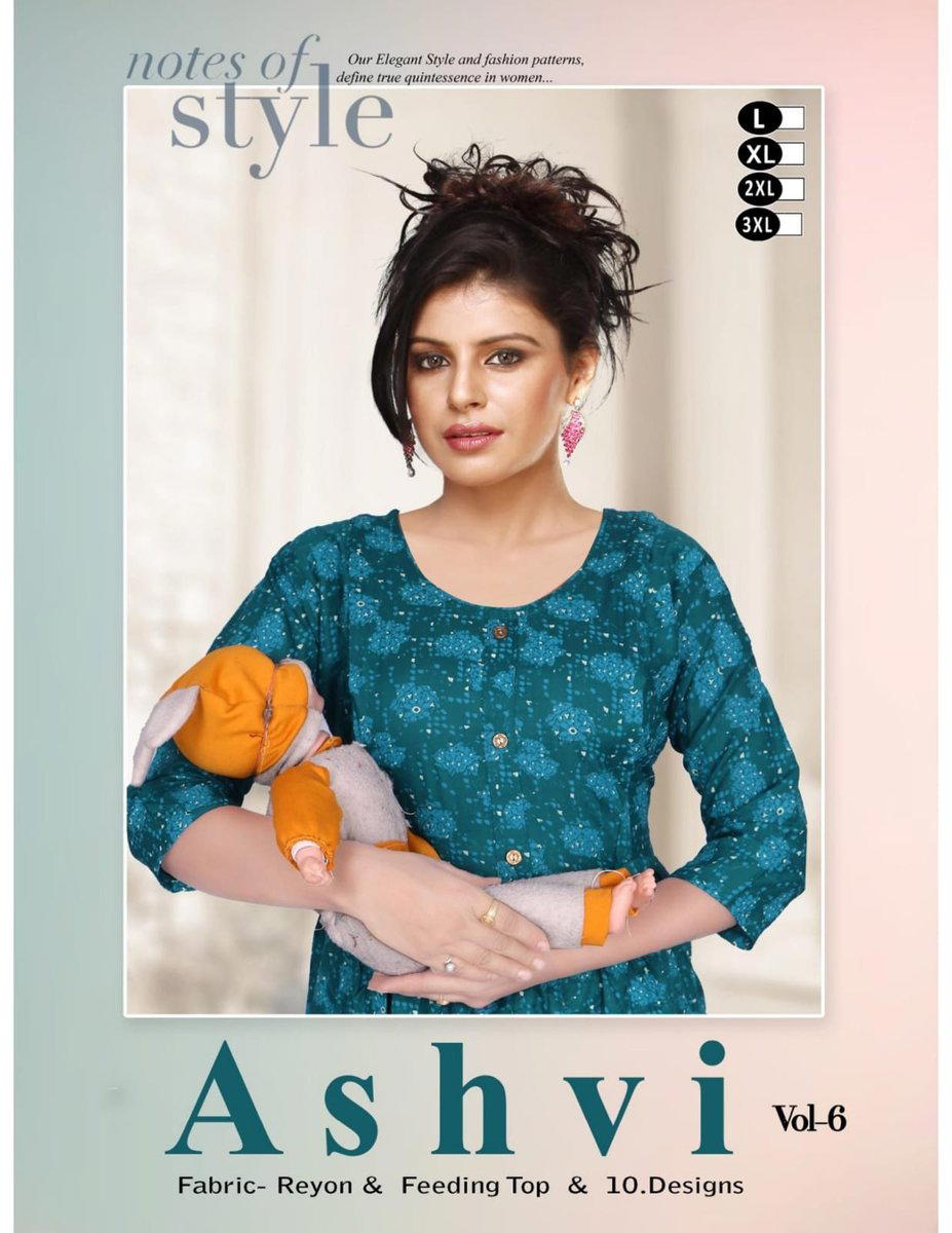 ASHVI VOL.6 BY BEAUTY QUEEN DESIGNER REYON KURTIS WHOLESALER IN INDIA 1