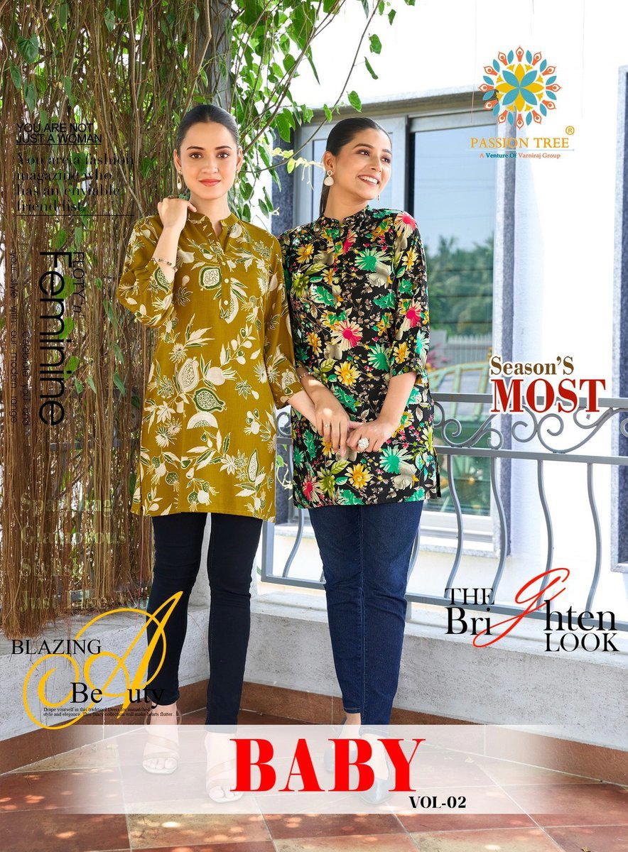 BABY VOL-2 BY PASSION TREE DESIGNER REYON KURTIS WHOLESALER IN INDIA 1