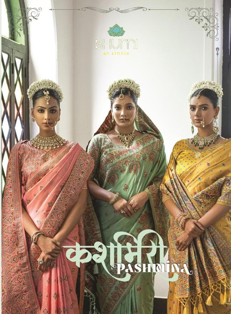 BHUMI FASHION KASHMIRI PASHMINA 1501 TO 1506 DESIGNER SILK SAREE WHOLESALER IN INDIA 1