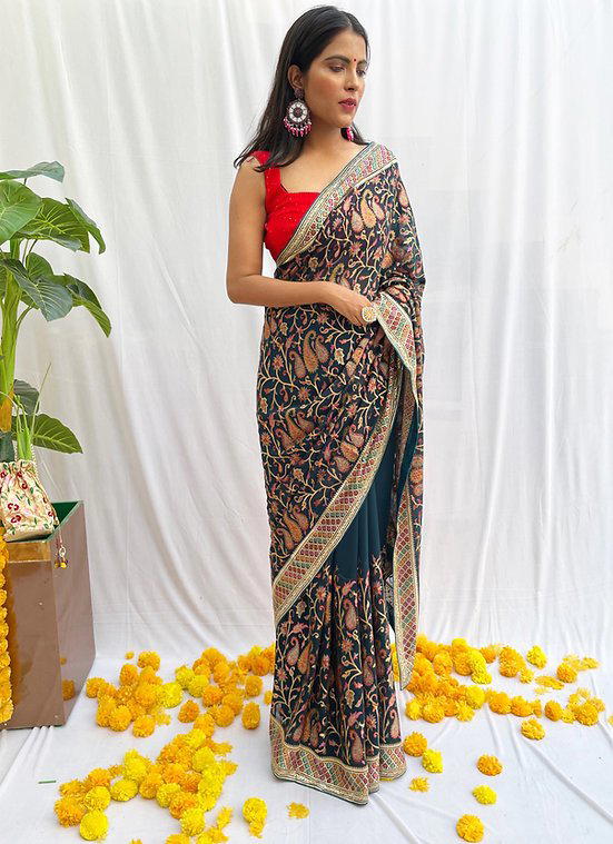 D.NO. BT3084 COLOUR‚ÄôS BY BT GEORGETTE SAREE MANUFACTURE IN INDIA