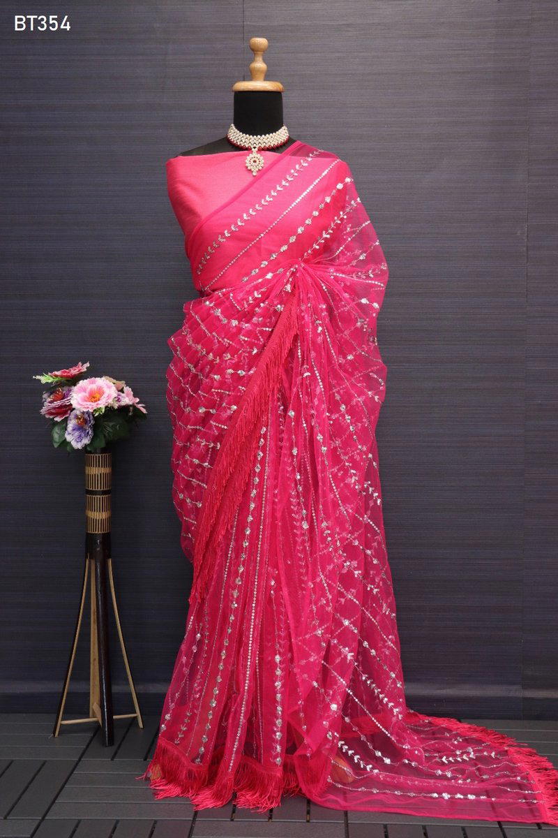 D.NO. BT354 BY BT BUTTERFLY NET SAREE MANUFACTURER IN INDIA 1