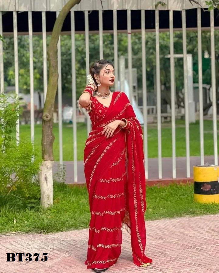 D.NO. BT375 BY BT GEORGETTE SAREE MANUFACTURER IN INDIA 1