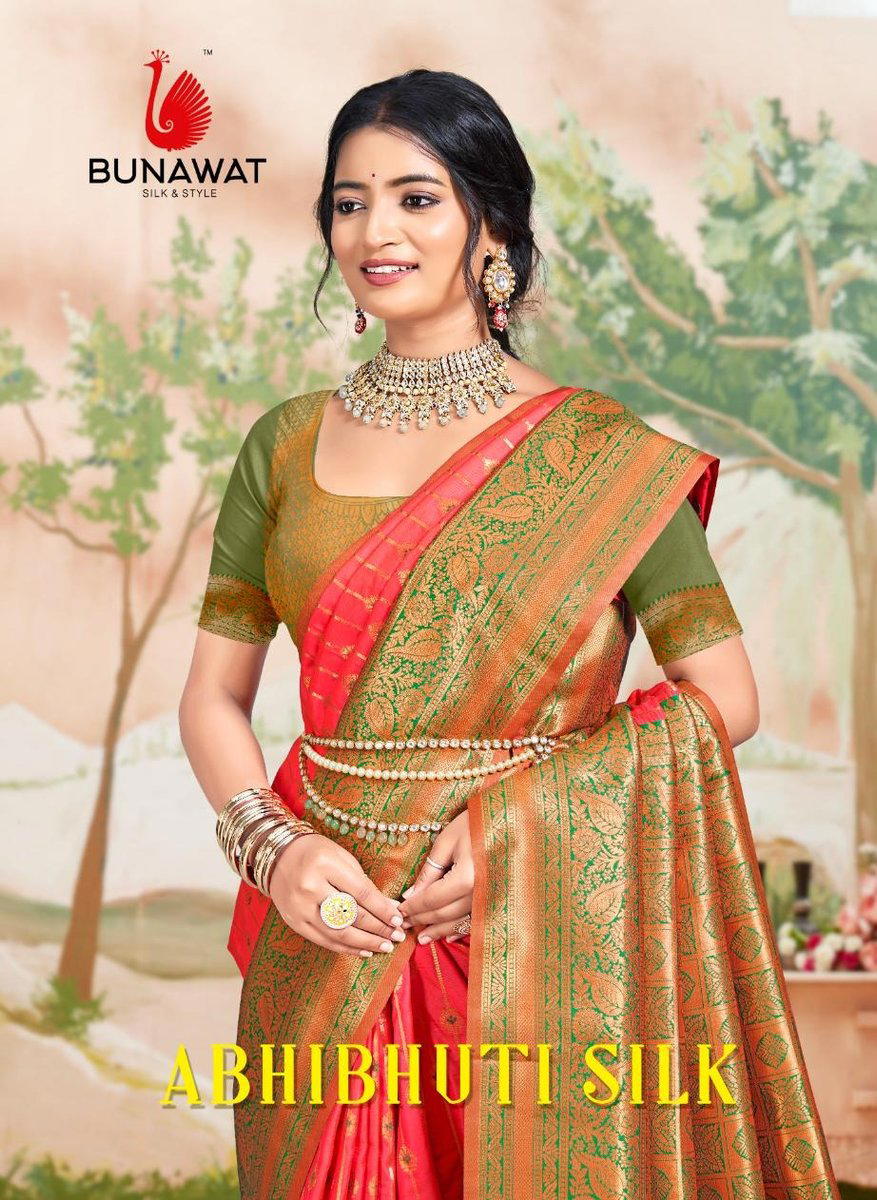 BUNAWAT ABHIBHUTI SILK 1001 TO 1008 DESIGNER SILK SAREE WHOLESALER IN INDIA 1