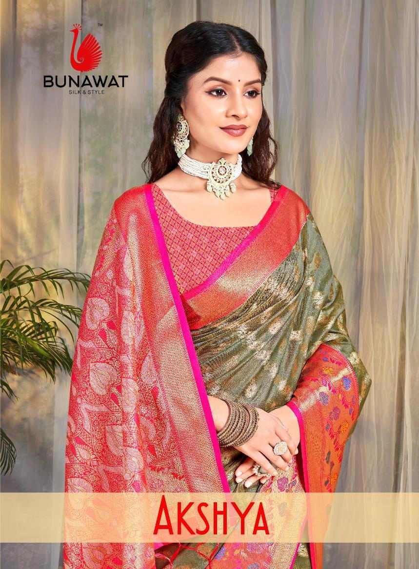 BUNAWAT AKSHYA 1001 TO 1006 DESIGNER SILK SAREE WHOLESALER IN INDIA 1