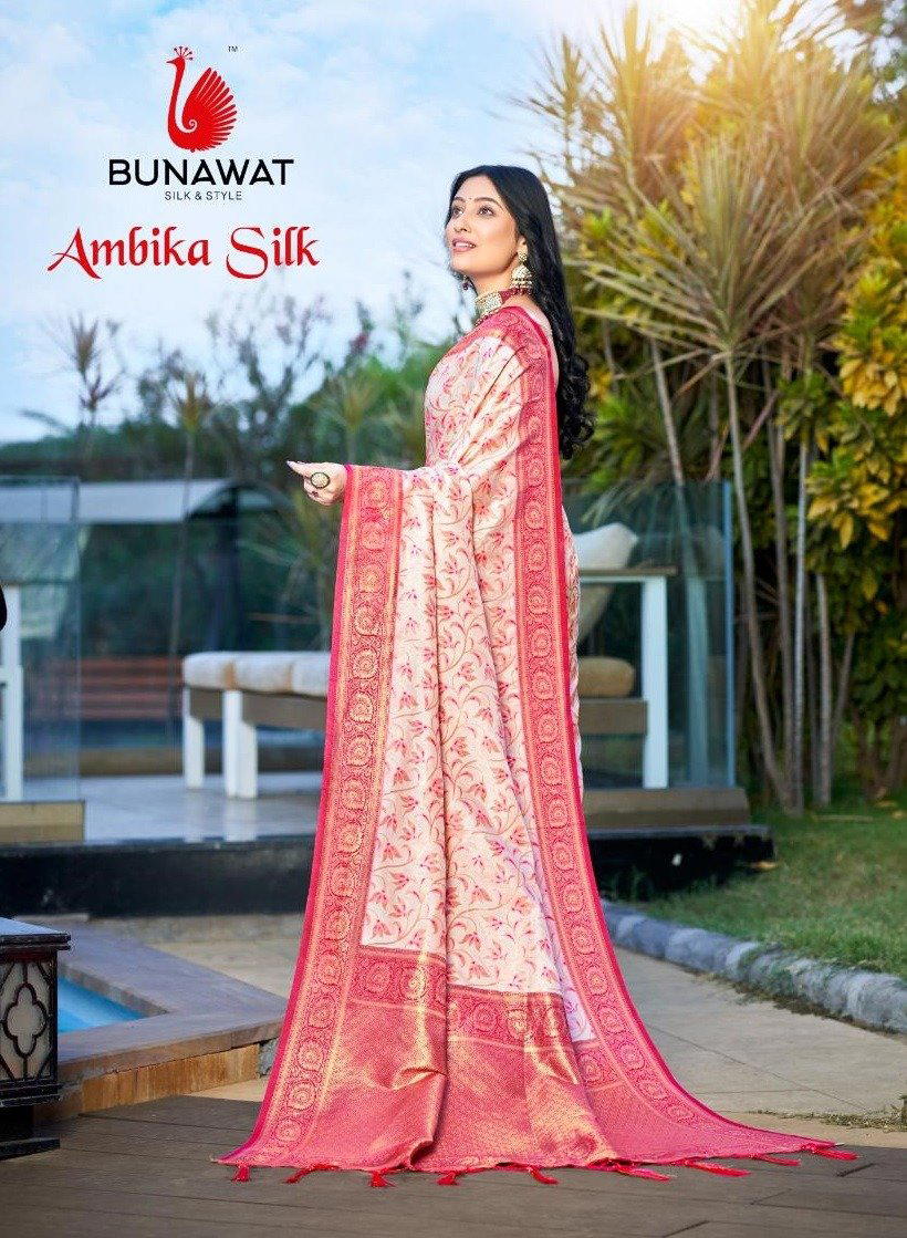 BUNAWAT AMBIKA SILK 1001 TO 1006 DESIGNER SILK SAREE WHOLESALER IN SURAT 1