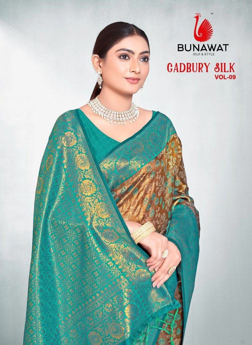 BUNAWAT CADBURY SILK VOL-09 1001 TO 1006 DESIGNER SILK SAREE WHOLESALER IN SURAT 1