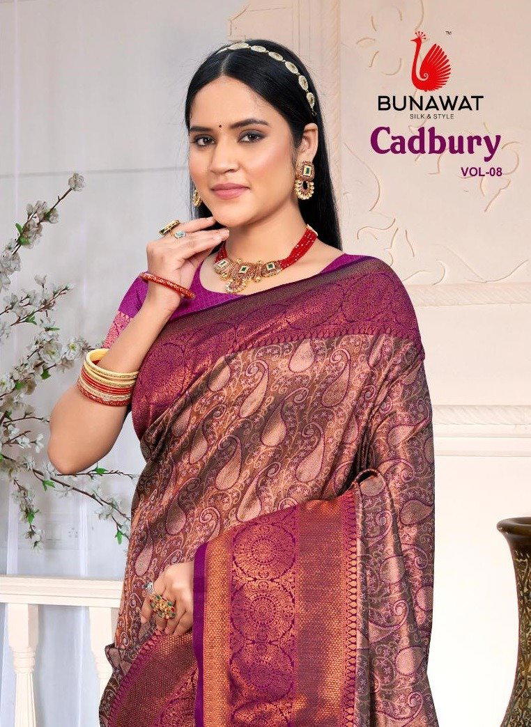 BUNAWAT CADBURY VOL-08 1001 TO 1006 DESIGNER SILK SAREE WHOLESALER IN INDIA 1