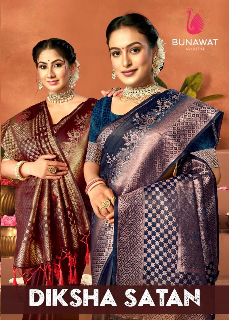 BUNAWAT DIKSHA SATAN 1001 TO 1006 DESIGNER SILK SAREE WHOLESALER IN INDIA 1