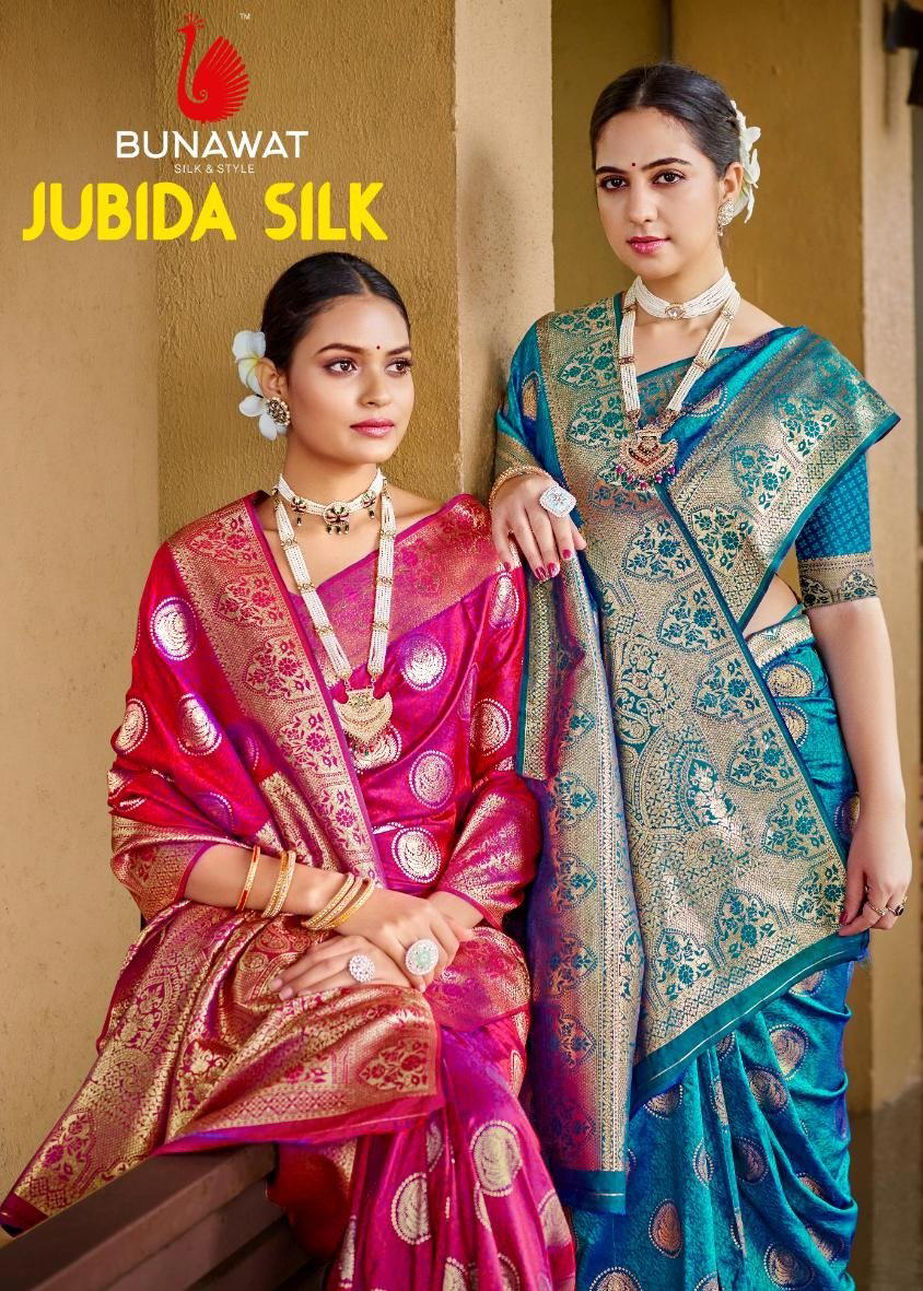 BUNAWAT JUBIDA SILK 1001 TO 1006 DESIGNER SILK SAREE WHOLESALER IN INDIA 1