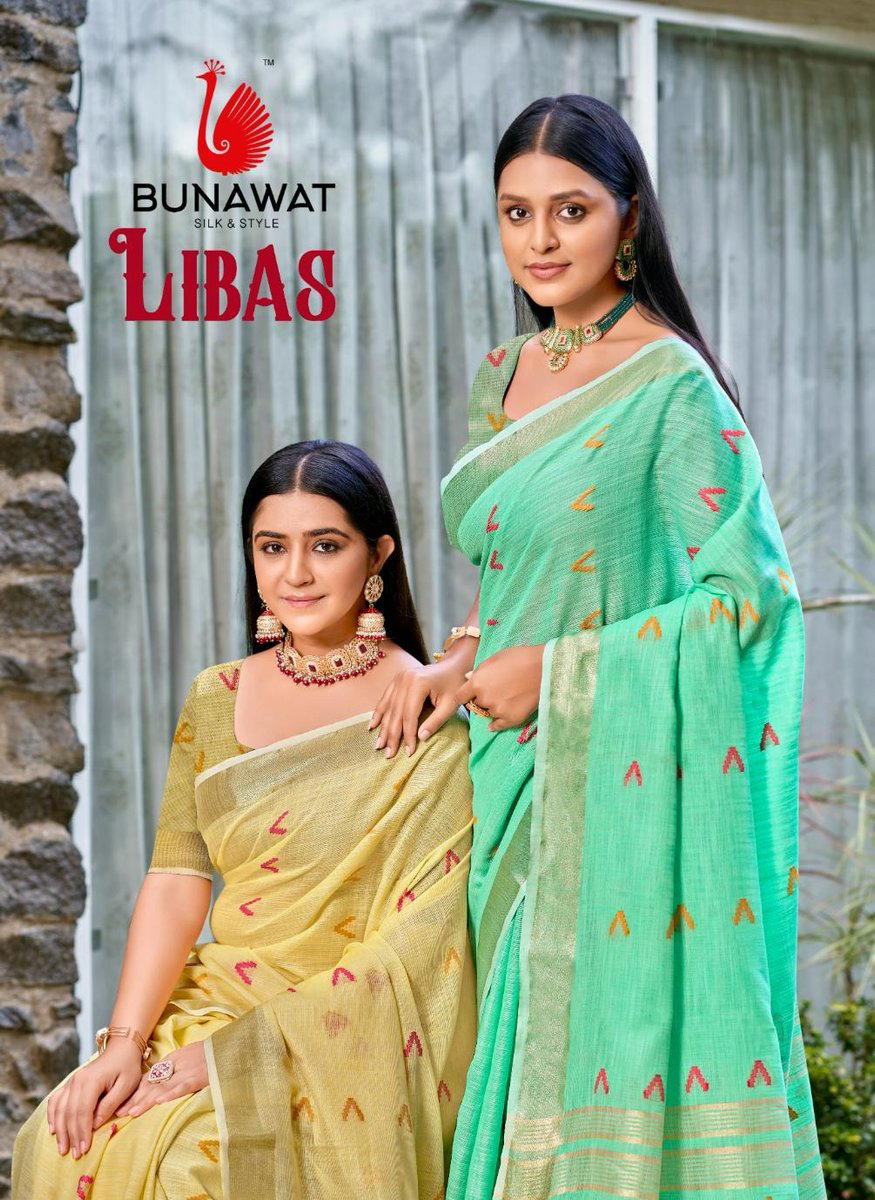BUNAWAT LIBAS 1001 TO 1006 DESIGNER COTTON SAREE WHOLESALER IN INDIA 1