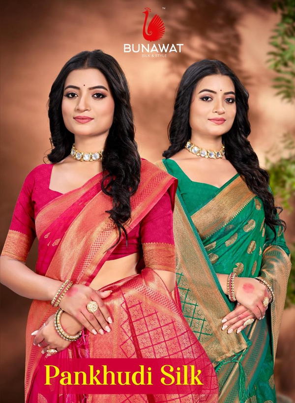 BUNAWAT PANKHUDI SILK 1001 TO 1006 DESIGNER SILK SAREE WHOLESALER IN INDIA