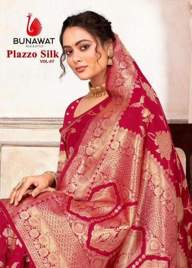 BUNAWAT PLAZZO SILK VOL-07 1001 TO 1006 DESIGNER SILK SAREE WHOLESALER IN INDIA 1
