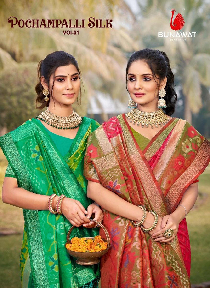 BUNAWAT POCHAMPALLI SILK VOL-01 1001 TO 1008 DESIGNER SILK SAREE WHOLESALER IN INDIA 1