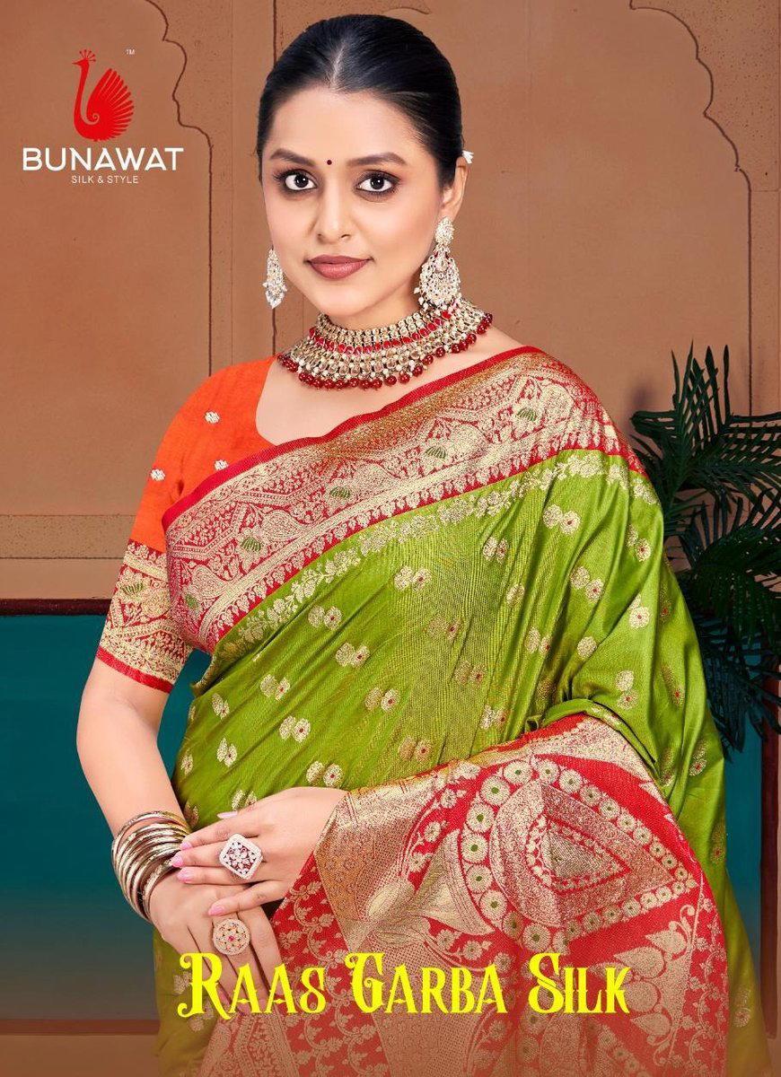 BUNAWAT RAAS GARBA SILK 1001 TO 1006 DESIGNER SILK SAREE WHOLESALER IN INDIA 1