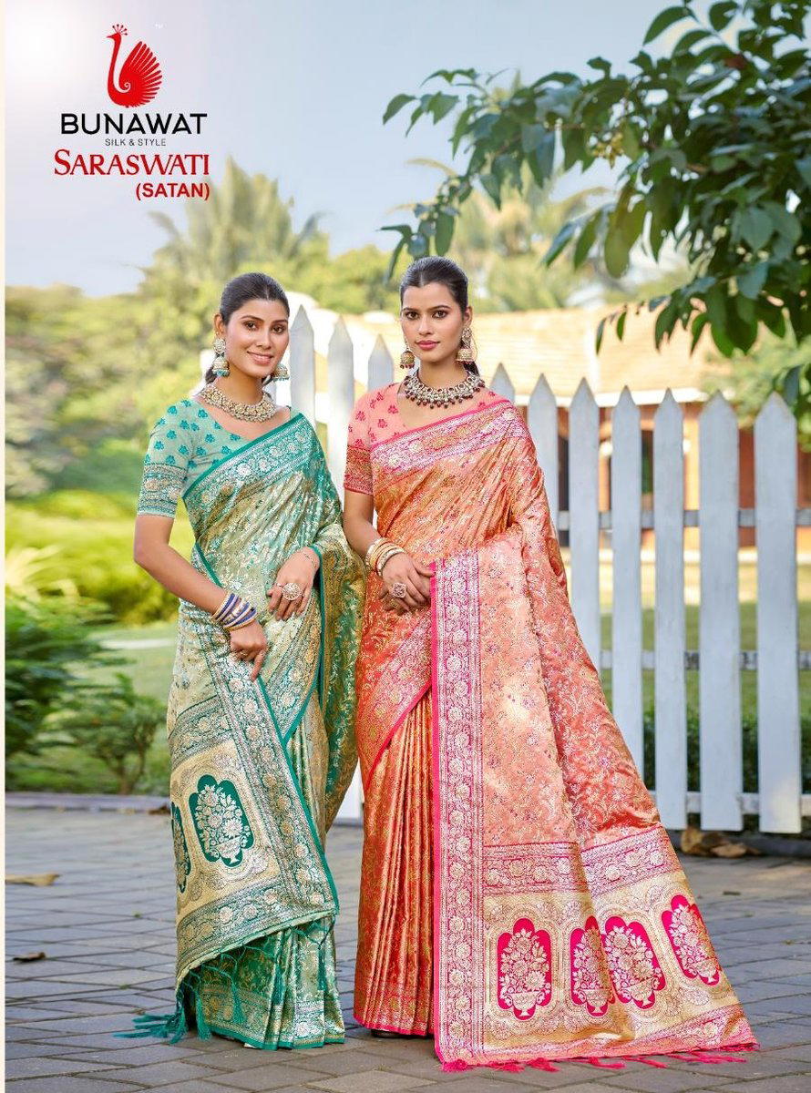 BUNAWAT SARASWATI 1001 TO 1006 DESIGNER SILK SAREE WHOLESALER IN INDIA 1