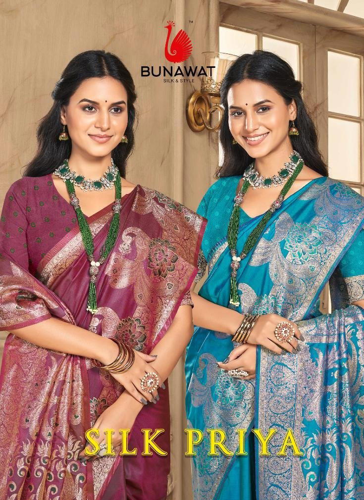 BUNAWAT SILK PRIYA 1001 TO 1006 WEAVING SILK SAREE WHOLESALER IN INDIA 1