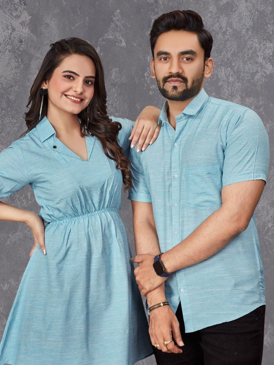 BUNTY BUBLY BY WELLTEX COUPLE COMBO TUNIC TOP AND MATCHING SHIRT SET WHOLESALER IN INDIA 1