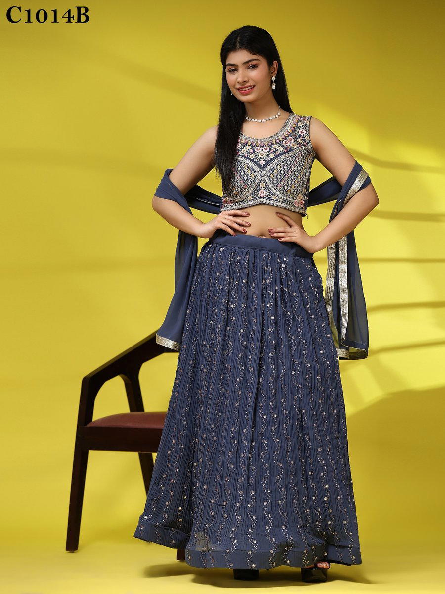 D.NO. C1014A TO C1014D BY AMOHA GEORGETTE LEHENGA CHOLI WHOLESALER IN INDIA 1