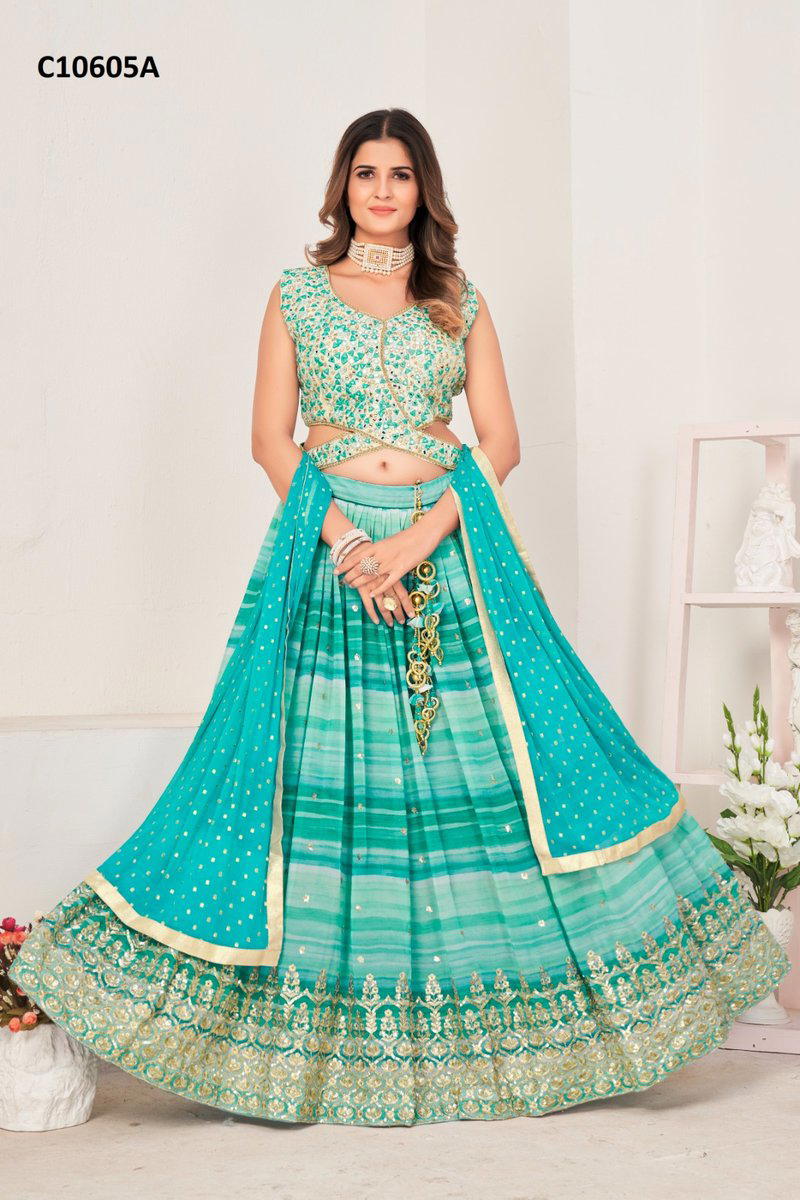 D.NO. C10605A&B BY AMOHA GEORGETTE LEHENGA CHOLI MANUFACTURER IN INDIA 1
